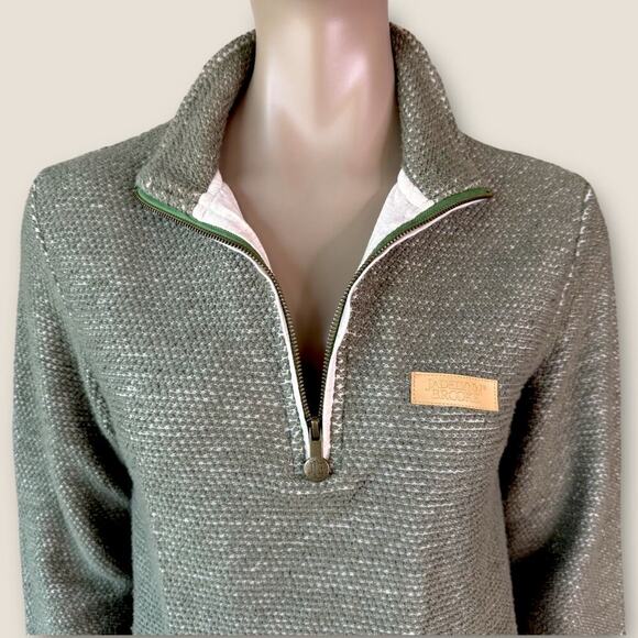 Jadelynn Brooke 1/4 Zip Pullover Sweater Waffle Knit Boyfriend Womens S Green - Picture 7 of 14
